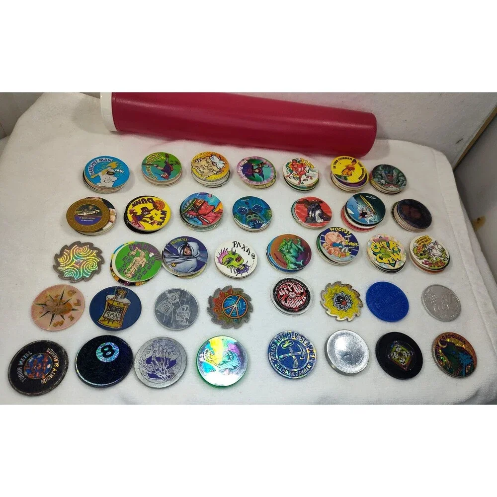 HUGE Mixed Lot 140 Vintage POG Pogs & Metal Slammers  Red 12